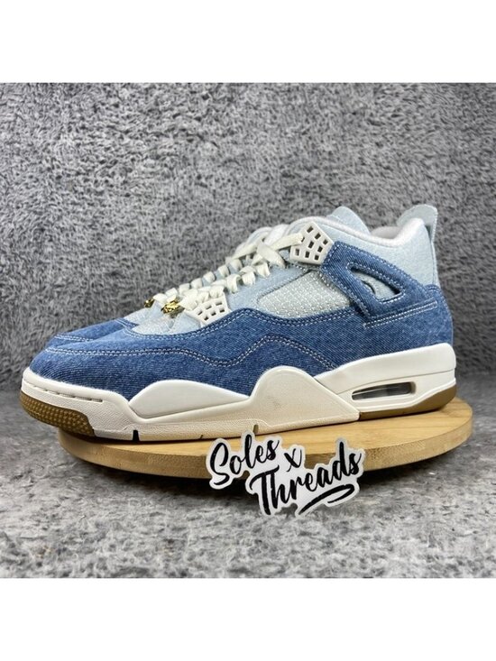 Air Jordan 4 Retro TEX Denim Worn Size 10 Men = 11.5 Women Blue Gum IB6716-100